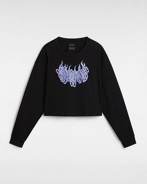 Vans Hot Links Relaxed Long Sleeve Crop T-Shirt - Black