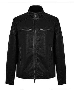 Firetrap Herenbikerjack Van Kunstleer - Zwart