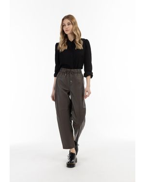 Dreimaster Vintage Leren Broek - Zwart