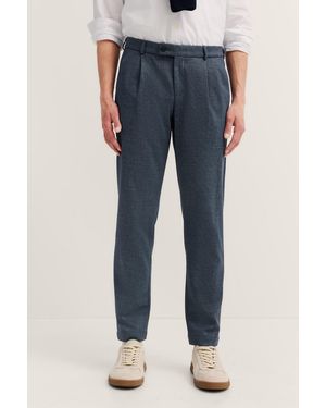 Bugatti Herren Broek Met Bandplooien En Flexcity Jersey Stretch - Blauw