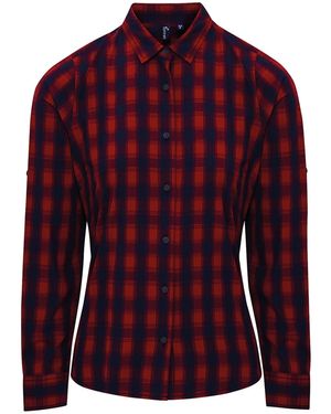 PREMIER Mulligan Geruit Katoenen Shirt Met Lange Mouwen - Rood