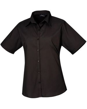 PREMIER Popeline Blouse Met Korte Mouwen - Zwart