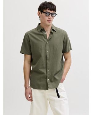 Jack & Jones Jjebreeze Linen Blend Shirt S/S Sn - Groen