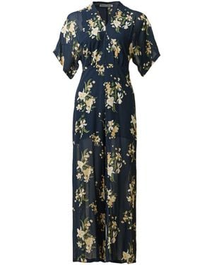 Reformation Bloemenprint Duidelijke Halslijn Jumpsuit - Zwart