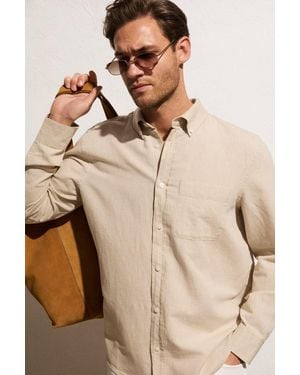 Grimelange Long Sleeve Shirt With Pocket - Natural