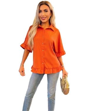 AX Paris Damesblouse Met Knopen - Oranje