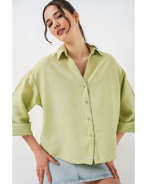 Bigdart Textured Weaving Button-Up Shirt - Green