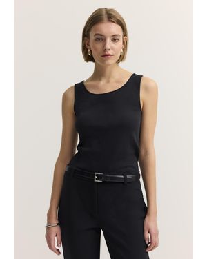 Bugatti Damen Top Van Katoen-Stretch Met Ribbelpatroon - Blauw