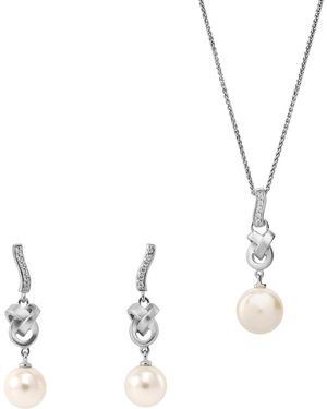 Orphelia 'Clara' 925 Sterling Set: Chain-Pendant + Earrings - Metallic
