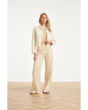 Smashed Lemon Cropped Denim Jack Met Borstzakken - Naturel