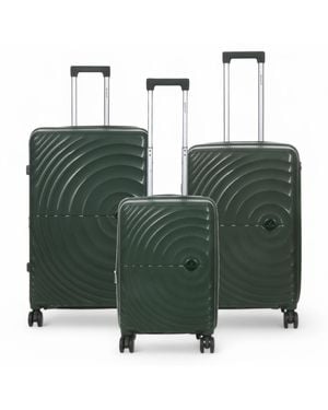 Infinity Leather Expandable Dark Hard Shell 8 Wheels Luggage Cabin Suitcase - Green