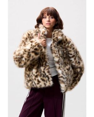 Catwalk Junkie 250227 Leopard Fur Jacket - Bruin
