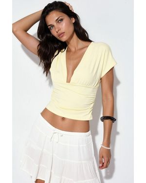 Busem Fitted Crop Blouse With Tie Detail - White