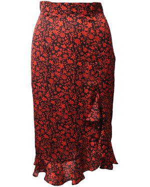 Maje Asymmetrische Drape Rok Met Bloemenprint - Rood