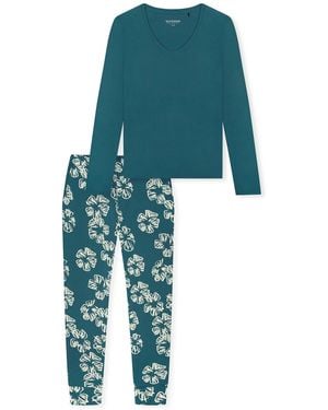 Schiesser Vrouwen Pyjama Modern - Blauw