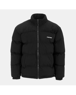 Firetrap Pufferjack Van Corduroy Met Kleurblokken En Gewatteerd Patroon - Zwart