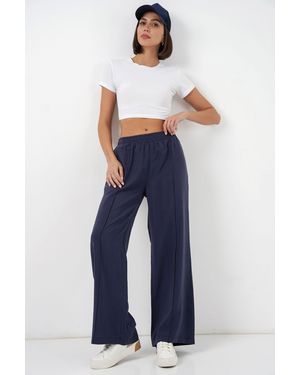 Bigdart Wide Leg Trousers With Elastic Waist - Blue