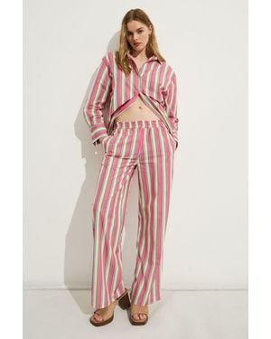 Grimelange Striped Wide Leg Trousers - Pink