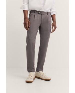Bugatti Herren Broek Met Bandplooien En Flexcity Jersey Stretch - Grijs