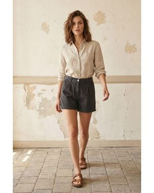 My Fashion High Waist Wide Leg Tailored Shorts - Natural