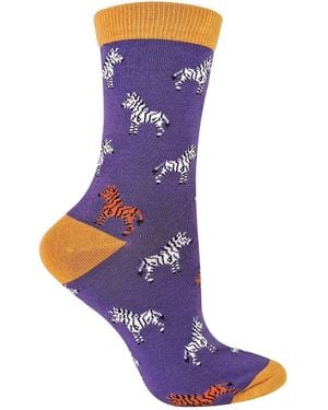 Miss Sparrow 1 Verpakking Novelty Dierenpatroon Bamboosokken - Paars