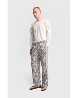 Giesto Cotton Floral Knit Trousers - Grey