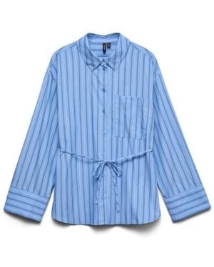 Vero Moda Vmgina Belt Ls Shirt Wvn Dessin - Blauw