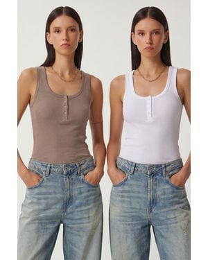 Happiness İstanbul Cotton Tank Top - Blue
