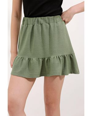 Bigdart Textured Mini Knit Skirt With Ruffle Detail - Green