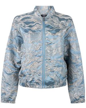 Jansen Amsterdam Qwen Jasje 219 Gj Bomber Long Sleeve Jacquard 000750 Aquamarijn - Blauw