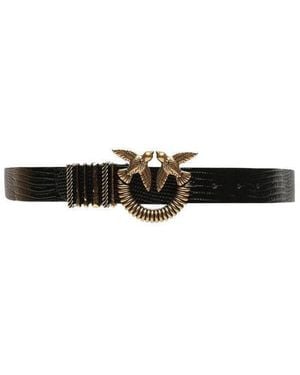 PINKO Love Berry H3 Leren Riem - Zwart