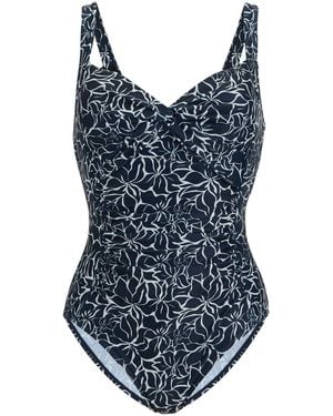 Regatta Sakari Buikcontour Bloemen Einteilig Badpak (Marineblauw)