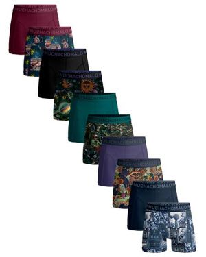 MUCHACHOMALO 10-Pack Boxershorts Print/Effen - Blauw