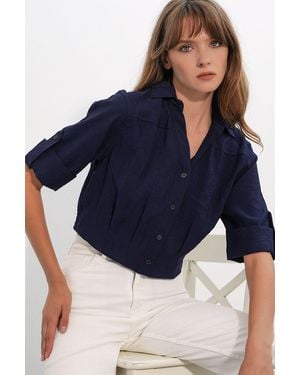 Bigdart Oversized Crop Shirt - Blue