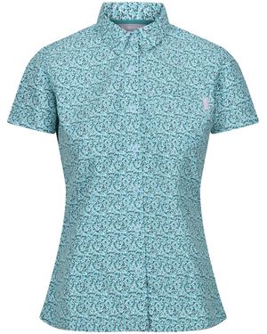 Regatta Ladies Mindano Viii Ditsy Print Short-Sleeved Shirt (Bleached Aqua) - Blue
