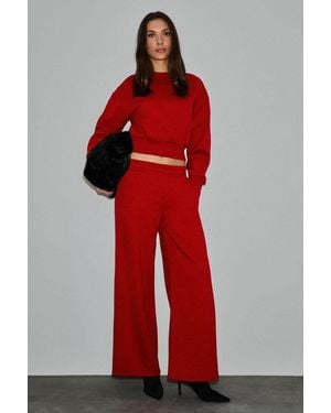 Grimelange Oversized Wide Leg Joggers - Red