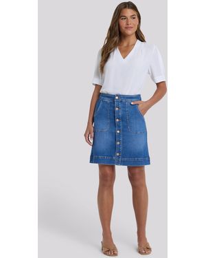 NYDJ Hoge Taille A-Lijn Utility Denimrok - Blauw
