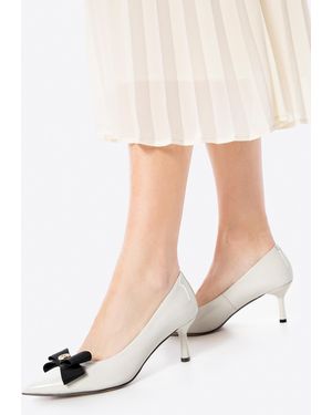 Wittchen Leren Pumps Met Strik, En Zwart, Natuurlijk Leer - Naturel