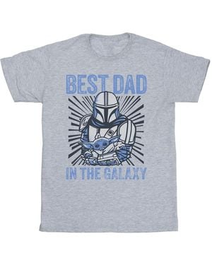 Star Wars Mandalorian Best Dad Galaxy T-Shirt (Sports) - Blue