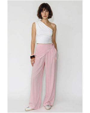 Bianco Lucci Wide Leg Pull-On Trousers - Pink
