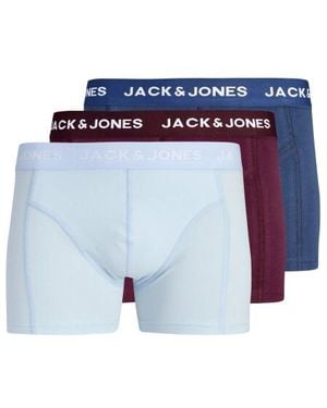 Jack & Jones Plus Size Boxershorts Trunks Jacjota 3-Pack Effen Lichtblauw/Rood/Blauw
