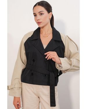 Bigdart Short Belted Trench Coat - Black