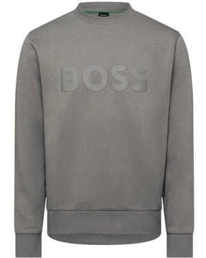 BOSS Salbo-Sweatshirt Met Lange Mouwen En Logo-Opdruk - Grijs