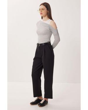 Happiness İstanbul High Waist Tailored Trousers With Belt - Black
