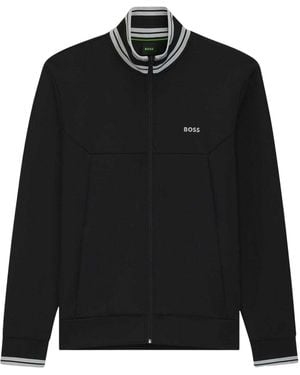 BOSS Track Jacket Met Geborduurd Logo En Lange Mouwen - Zwart
