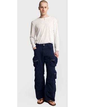 Giesto Mid-Waist Wide-Leg Knit Trousers - Blue