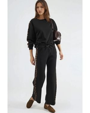 Hiccup Leopard Print High Waist Two-Piece Coord Set - Black