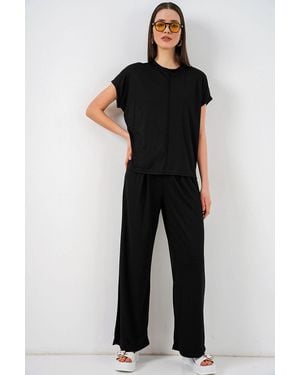 Bigdart Relaxed Fit Crew Neck Blouse - Black