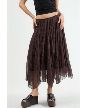 Busem High Waist Polka Dot Maxi Skirt - Brown