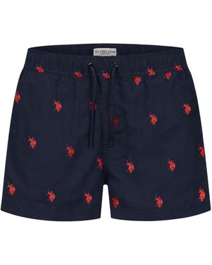 U.S. POLO ASSN. Zwemshort Met Allover Logo Design - Blauw